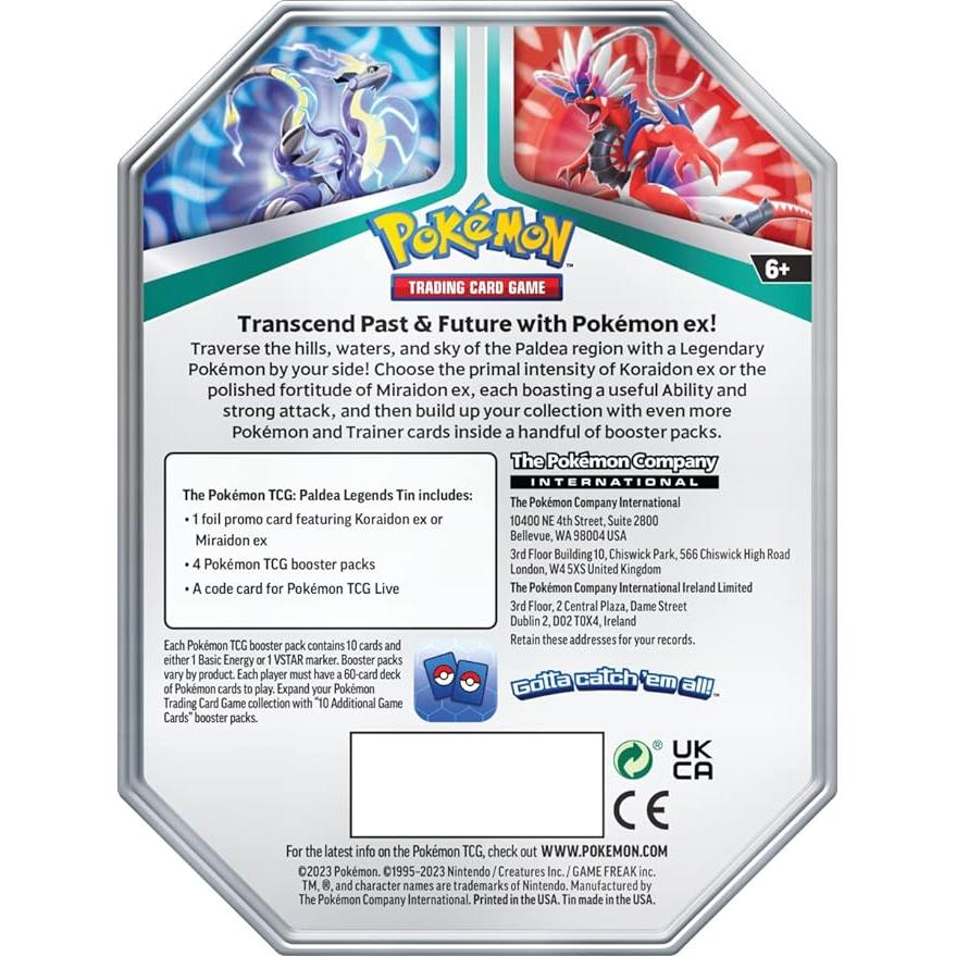 Lavender Pokémon TCG: Paldea Legends Tin - Koraidon (1 Foil Card & 4 Booster Packs) Toyzoona 71iW52anbYL._AC_SY879.jpg