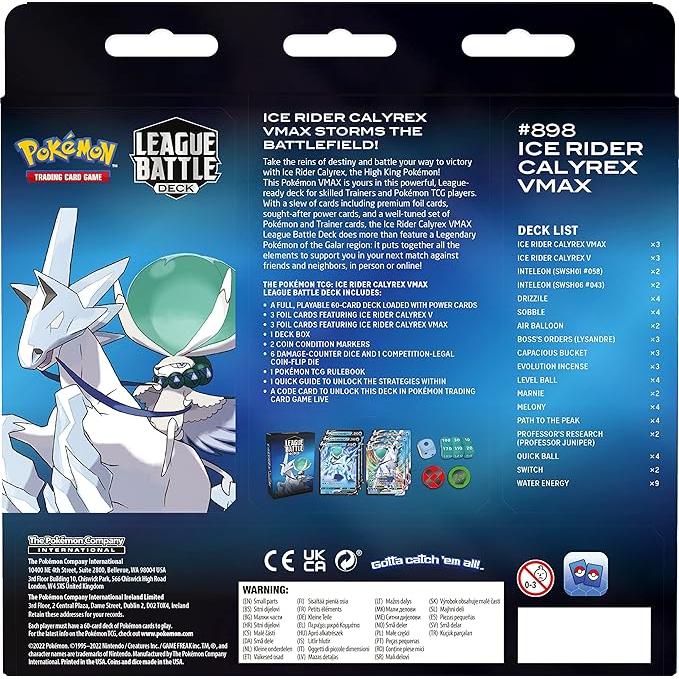Light Gray Pokemon TCG: Ice Rider Calyrex VMAX League Battle Deck (60 cards Ready to Play Deck, 3 Foil V Cards & 3 Foil VMAX Cards) Toyzoona 91AkoKNHsyL._AC_SX679.jpg