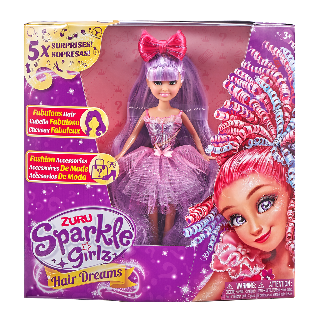Maroon Sparkle Girlz Hair Dreams 100313 by ZURU HALSON ENTERPRISE 100313-SPARKLEGIRLZ-DOLLS-10.5-HairDreamsWindowBox-01.png Dolls and Accessories