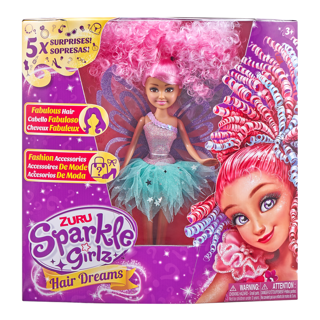 Maroon Sparkle Girlz Hair Dreams 100313 by ZURU HALSON ENTERPRISE 100313-SPARKLEGIRLZ-DOLLS-10.5-HairDreamsWindowBox-03.png Dolls and Accessories
