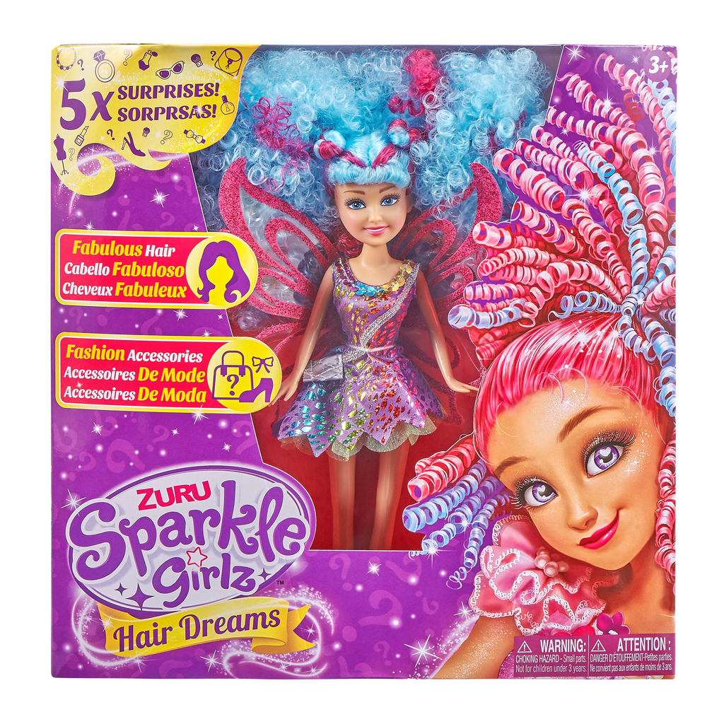 Pale Violet Red Sparkle Girlz Hair Dreams 100313 by ZURU HALSON ENTERPRISE 100313-SPARKLEGIRLZ-DOLLS-10.5-HairDreamsWindowBox-05.png Dolls and Accessories