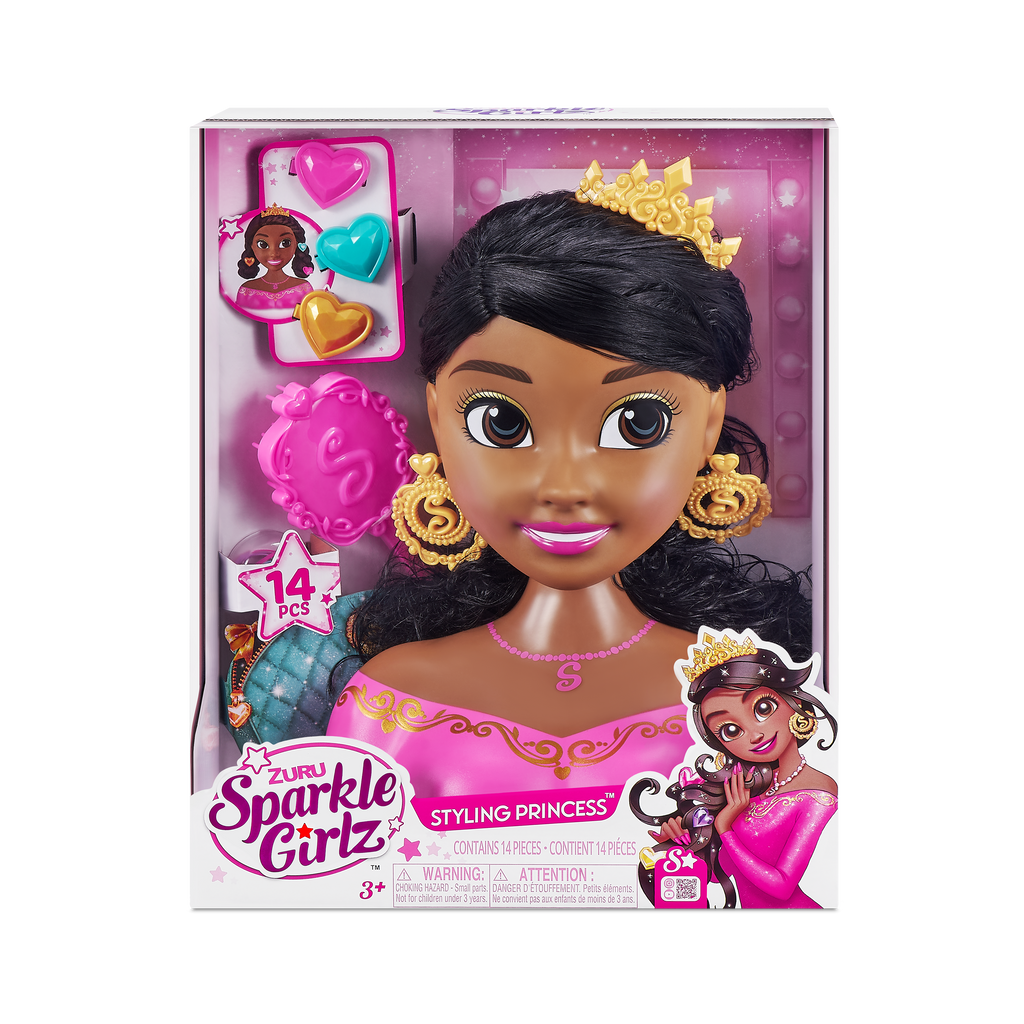Maroon Sparkle Girlz Styling Head 100499 by ZURU HALSON ENTERPRISE 100499_SPARKLEGIRLZ-STYLINGHEADS-WITHOUTNAIL-StylingHeadDarkWindowBox_01.png Dolls and Accessories