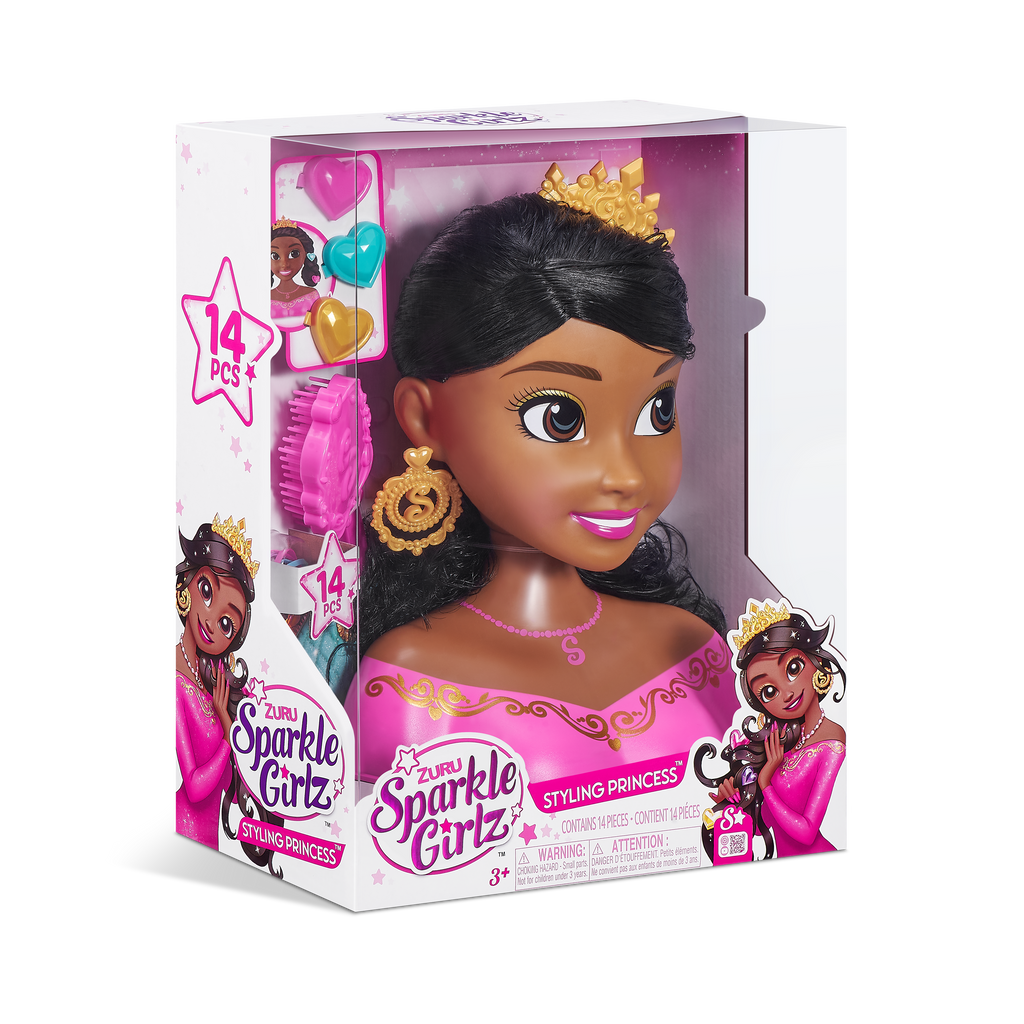 Dark Slate Gray Sparkle Girlz Styling Head 100499 by ZURU HALSON ENTERPRISE 100499_SPARKLEGIRLZ-STYLINGHEADS-WITHOUTNAIL-StylingHeadDarkWindowBox_03.png Dolls and Accessories