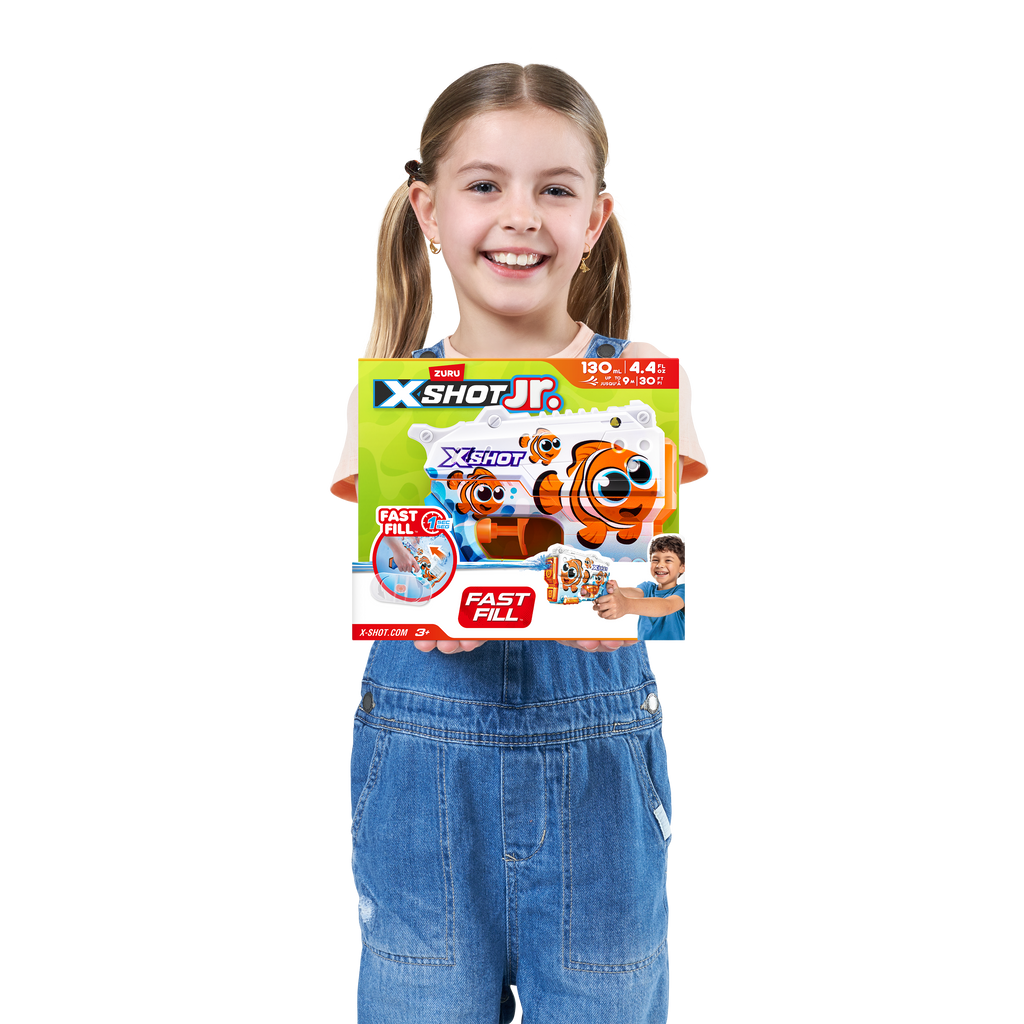 Steel Blue XSHOT Junior Fast-Fill Water Blaster 118143 by ZURU HALSON ENTERPRISE 118143A_XShot_JuniorFast-Fill_ClownfishBlaster_Lifestyle_02.png Action Figures and Play Sets
