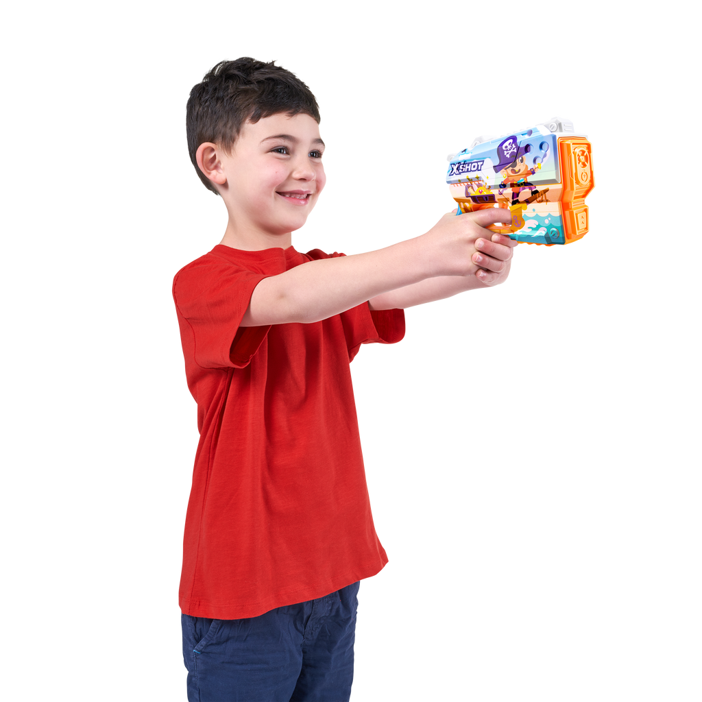 Firebrick XSHOT Junior Fast-Fill Water Blaster 118143 by ZURU HALSON ENTERPRISE 118143B_XShot_JuniorFast-Fill_BlasterPirate_Lifestyle_01.png Action Figures and Play Sets