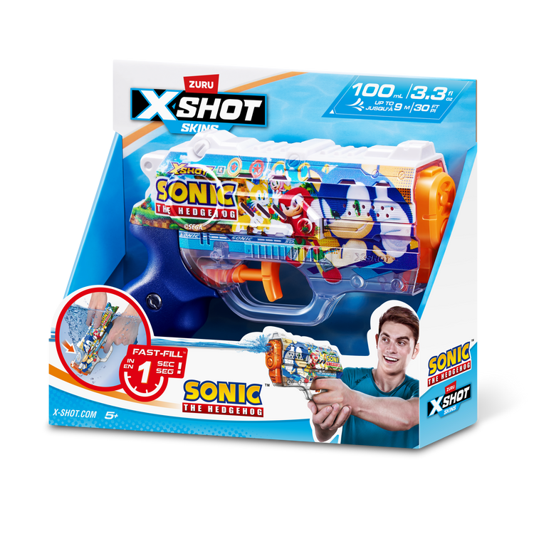 Dark Cyan XSHOT Fast-Fill Skins Nano Sonic The Hedgehog Water Blaster 118166 by ZURU HALSON ENTERPRISE 118166_XSHOTWATER_FAST-FILLSKINS-NANOBLASTER_Angle_01A.png Action Figures and Play Sets