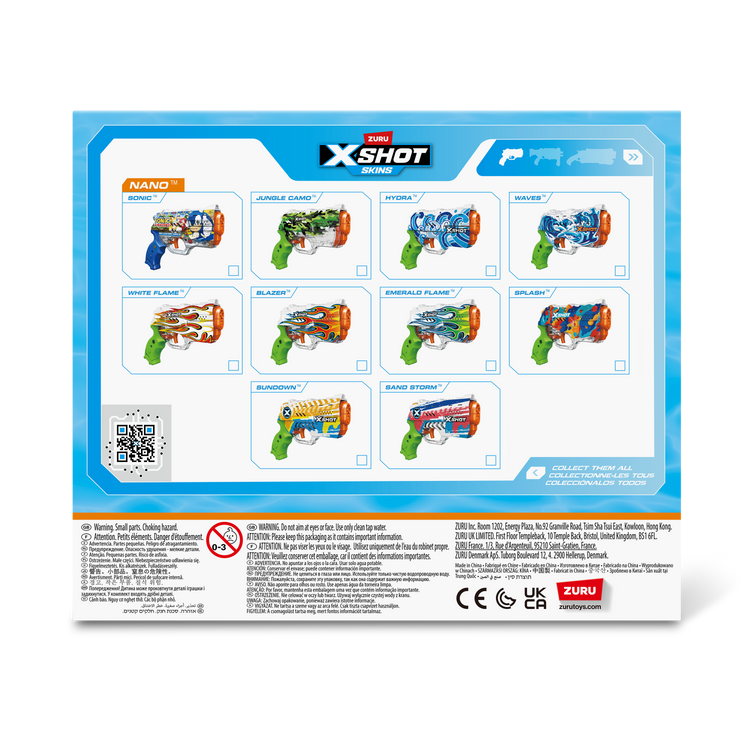 White Smoke XSHOT Fast-Fill Skins Nano Sonic The Hedgehog Water Blaster 118166 by ZURU HALSON ENTERPRISE 118166_XSHOTWATER_FAST-FILLSKINS-NANOBLASTER_BackofPack_01.png Action Figures and Play Sets