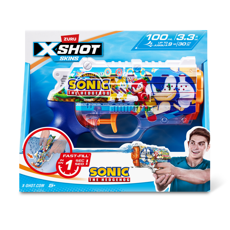 Wheat XSHOT Fast-Fill Skins Nano Sonic The Hedgehog Water Blaster 118166 by ZURU HALSON ENTERPRISE 118166_XSHOTWATER_FAST-FILLSKINS-NANOBLASTER_FrontalofPack_01.png Action Figures and Play Sets