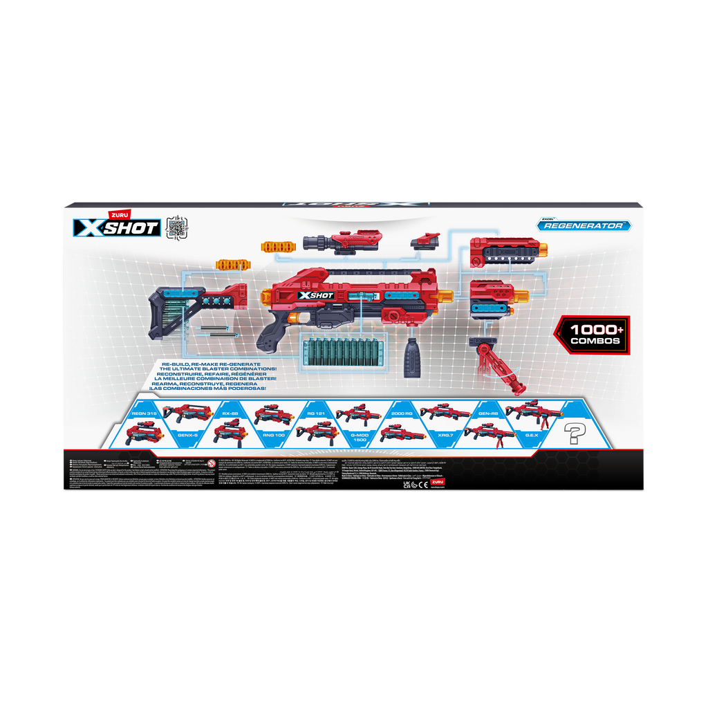 Dark Slate Gray XSHOT Excel Regenerator Blaster 36173 (48 Darts) by ZURU Toyzoona 36173_X-SHOT-EXCEL-Regenerator_Back_of_Pack_01.png Battling Toys