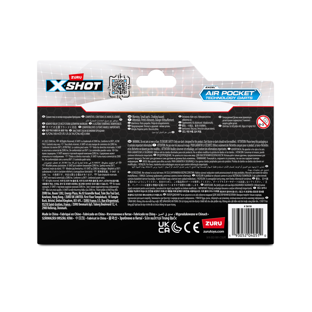 Black XSHOT Excel Air Pocket Technology Foam Darts Refill Pack 3618 (36 Darts) by ZURU Toyzoona 3618_X-SHOT-EXCEL_36PK_Refill_Darts_Color_Card_Red_Back_of_Pack_01.png Battling Toys
