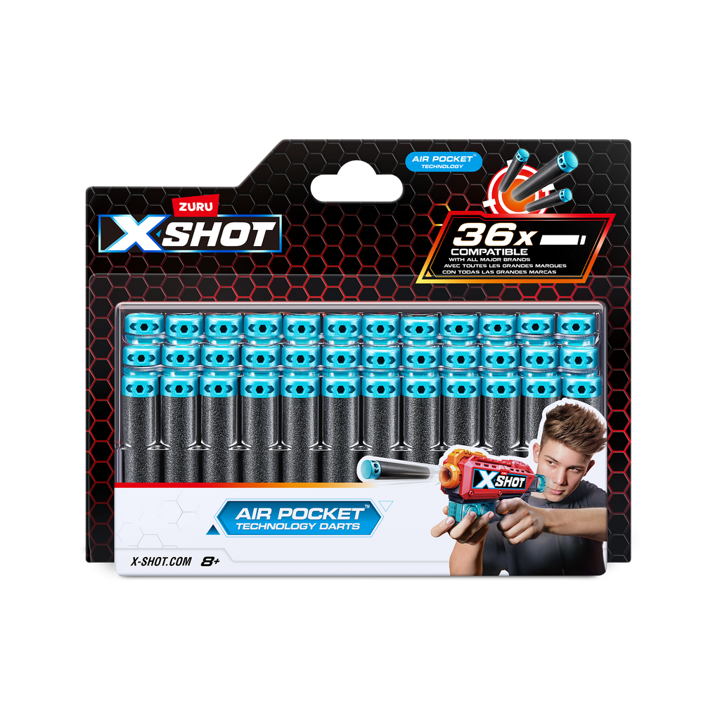 Thistle XSHOT Excel Air Pocket Technology Foam Darts Refill Pack 3618 (36 Darts) by ZURU Toyzoona 3618_X-SHOT-EXCEL_36PK_Refill_Darts_Color_Card_Red_Frontal_of_Pack_01.png Battling Toys