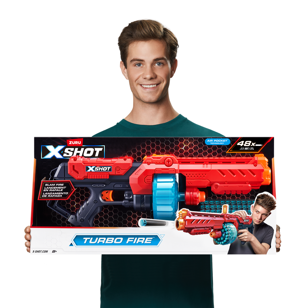 Dark Slate Gray XSHOT Excel Turbo Fire Blaster 36270 (48 Darts) by ZURU Toyzoona 36270_X-SHOT-_EXCEL-Turbo_Fire_48Darts_Open_Box_Red_Lifestyle_01.png Battling Toys