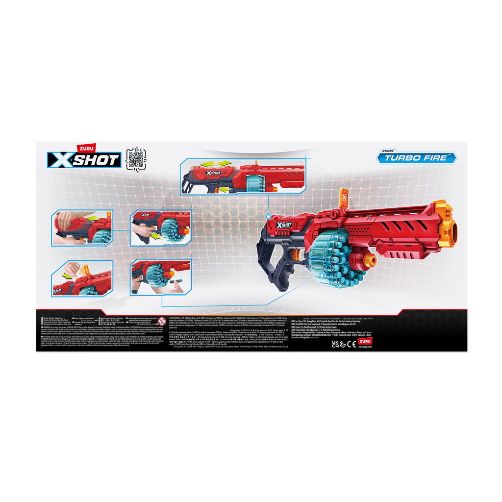 Dark Slate Gray XSHOT Excel Turbo Fire Blaster 36270 (48 Darts) by ZURU Toyzoona 36270_X-SHOT-_EXCEL-Turbo_Fire_48Darts__Back_of_Pack_01.png Battling Toys
