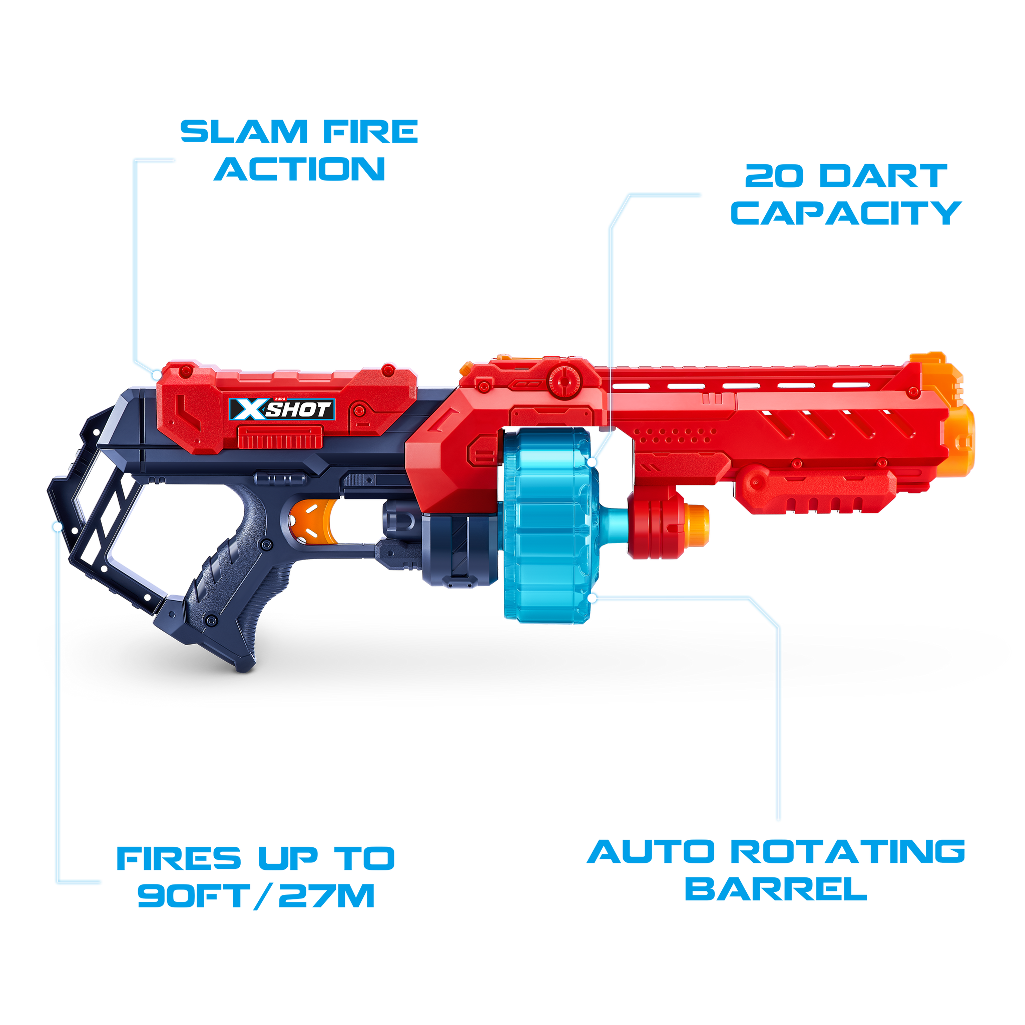 Shop Zuru X Shot Excel Turbo Fire 36270 Rapid Dart Blaster - ToyZoona