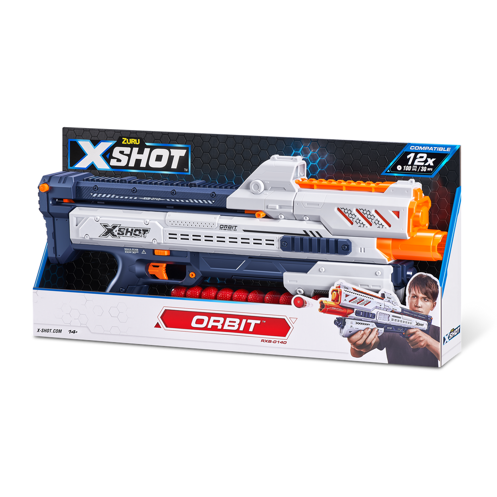 Light Gray XSHOT Chaos Orbit Blaster 36281 (24 Rounds) by ZURU HALSON ENTERPRISE 36281_X-SHOT-DART_BALL_BLASTER-CHAOS_Orbit_1x_Blaster_24_Dart_Balls_Open_Box_white_02.png Battling Toys