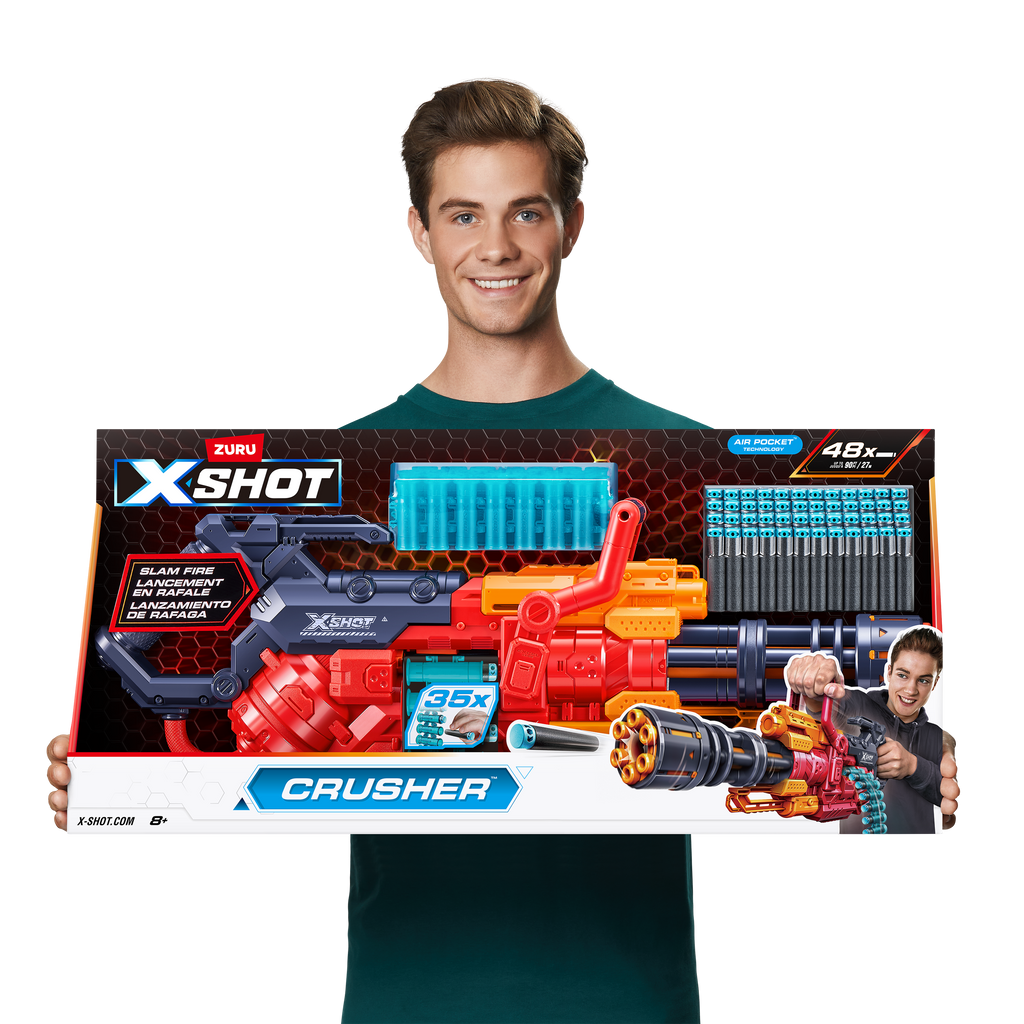 Dark Salmon XSHOT Excel Crusher Blaster 36382 (48 Darts) by ZURU Toyzoona 36382_X-SHOT-EXCEL--Crusher_35-Dart_Belt_48_Darts_Open_Box-Red.png Battling Toys