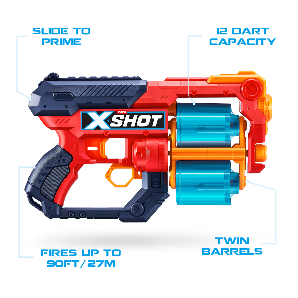 Dark Slate Gray XSHOT Excel Double Xcess Blaster Combo Pack 36438 (48 Darts, 5 Cans) by ZURU Toyzoona 36436_X-SHOT-EXCEL-Xcess_TK_OOP_03.png Battling Toys