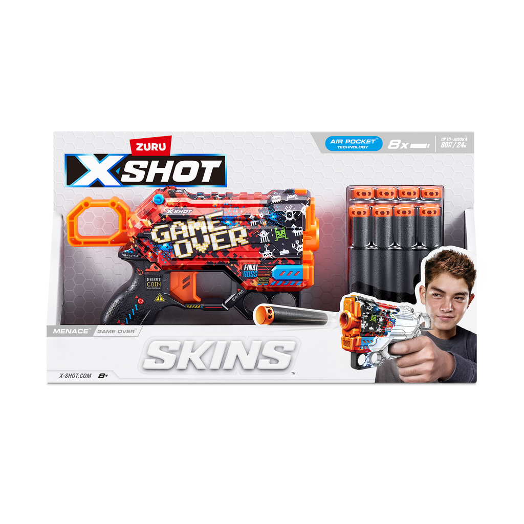 Light Gray XSHOT Skins Menace Dart Blaster 36515 (8 Darts) by ZURU HALSON ENTERPRISE 36515B_X-SHOT_SKINS_Menace_Front_of_pack_01.png Battling Toys