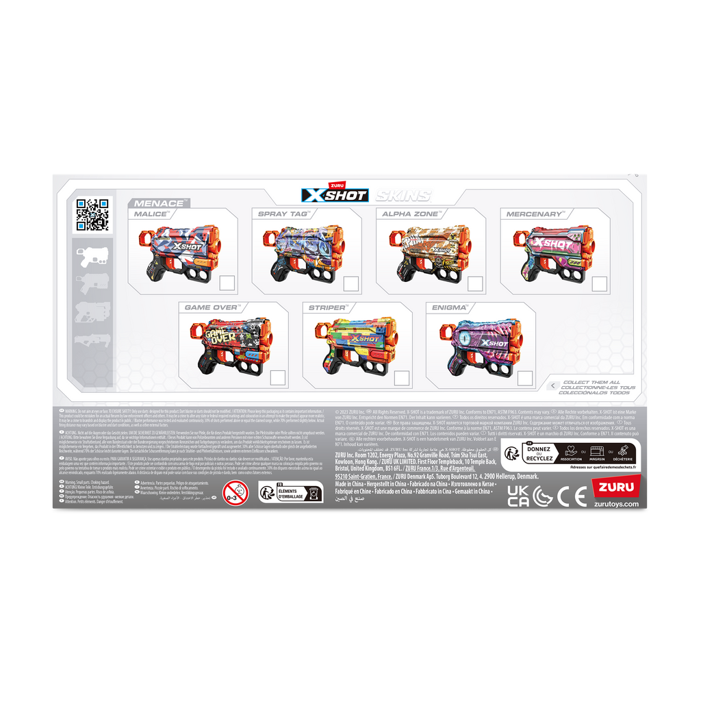 Light Gray XSHOT Skins Menace Dart Blaster 36515 (8 Darts) by ZURU HALSON ENTERPRISE 36515_X-SHOT_SKINS_Menace_Back_of_pack_01.png Battling Toys