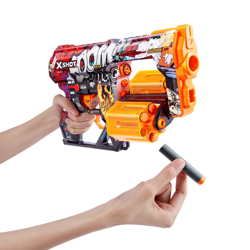 Rosy Brown XSHOT Skins Dread Dart Blaster 36517 (12 Darts) by ZURU Toyzoona 36517A-X-SHOT-SKINS-DREAD_12_Darts_Open_Box-BOOM-01.png Battling Toys