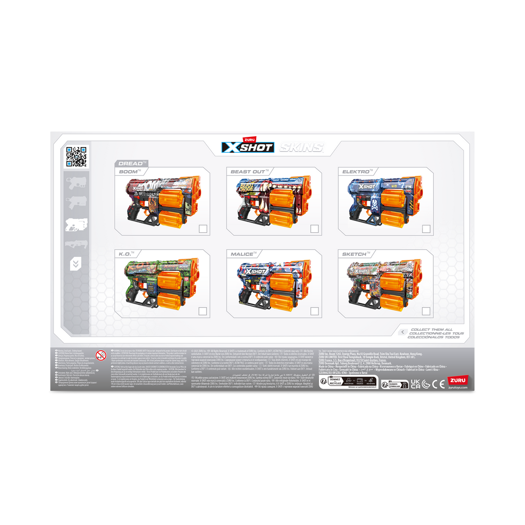 Lavender XSHOT Skins Dread Dart Blaster 36517 (12 Darts) by ZURU Toyzoona 36517_X-SHOT-SKINS-DREAD_Back_of_Pack_01.png Battling Toys