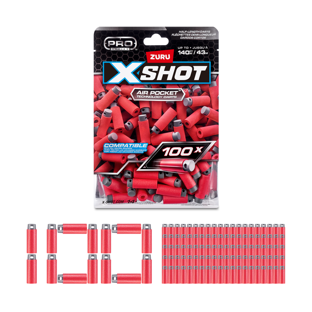 Maroon XSHOT Pro Series Half-Length Darts Refill Pack 36601 (100 Darts) by ZURU Toyzoona 36601_XSHOT_PRO_SERIES__100_DART_REFILL_ECOM_HERO.png Battling Toys