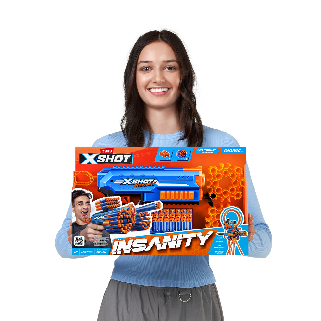 Dark Slate Gray XSHOT Insanity Manic Blaster 36603 (24 Darts) by ZURU Toyzoona 36603_X-Shot_Insanity_Manic_Lifestyle_04.png Action Figures and Play Sets