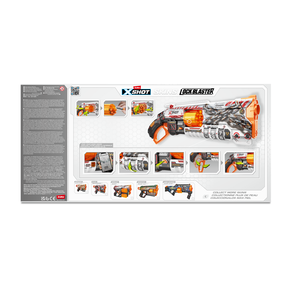 Light Gray XSHOT Skins Lock Blaster 36606 (16 Darts) by ZURU Toyzoona 36606_X-SHOT_SKINS_LOCK_BLASTER_Back_of_pack_01.png Battling Toys