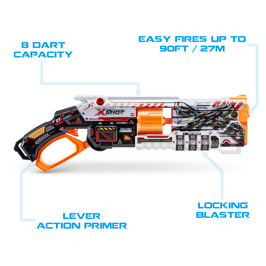 Dark Slate Gray XSHOT Skins Lock Blaster 36606 (16 Darts) by ZURU Toyzoona 36606_X-SHOT_SKINS_LOCK_BLASTER_OOP_Feature_03.png Battling Toys