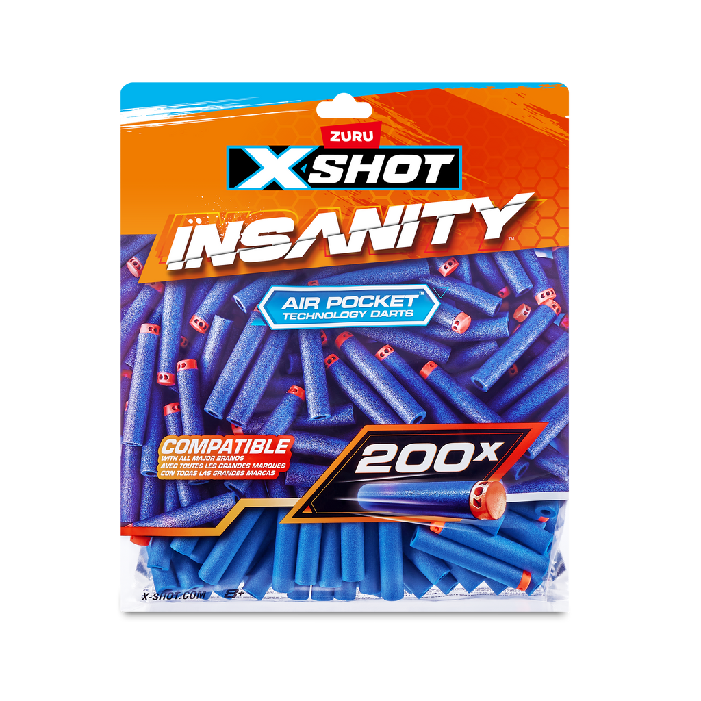 Coral XSHOT Insanity Dart Refill Pack 36624 (200 Darts) by ZURU Toyzoona 36624_X-SHOT-INSANITY_200PK_Refill_Darts_Foilbag_Frontal_of_Pack_01.png Battling Toys