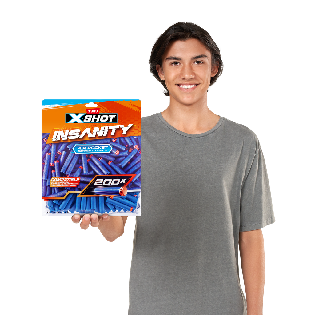 Dim Gray XSHOT Insanity Dart Refill Pack 36624 (200 Darts) by ZURU Toyzoona 36624_X-Shot_Insanity_Dart_Refill_Pack_200_Darts__Lifestyle_01.png Battling Toys