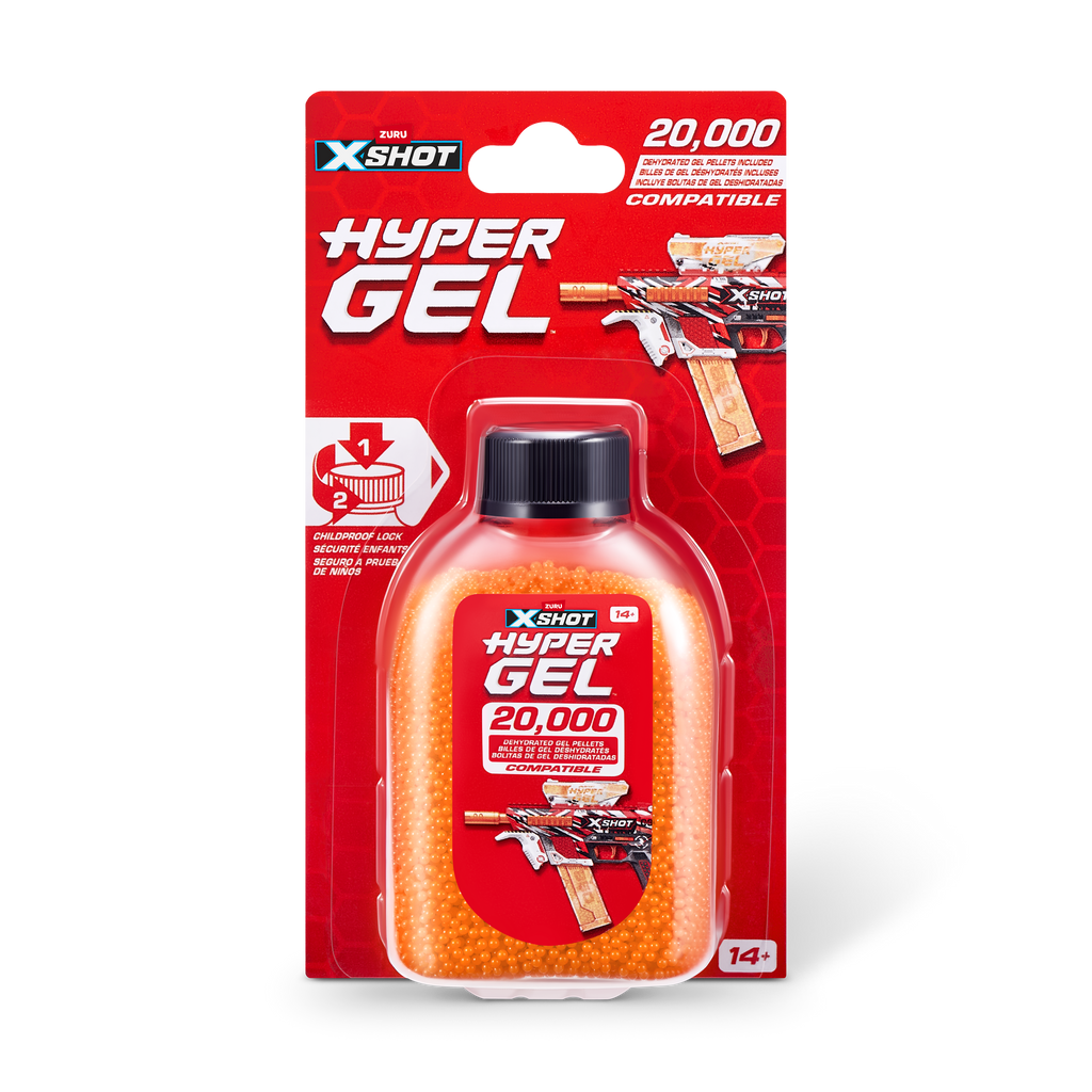 Firebrick XSHOT Hyper Gel Pellet Refill Pack 36625 (20,000 Hyper Gel Pellets) by ZURU Toyzoona 36625_X-SHOT-HYPER_GEL-Gellet_Refill_20000_PCS__Frontal_of_pack_01.png Battling Toys