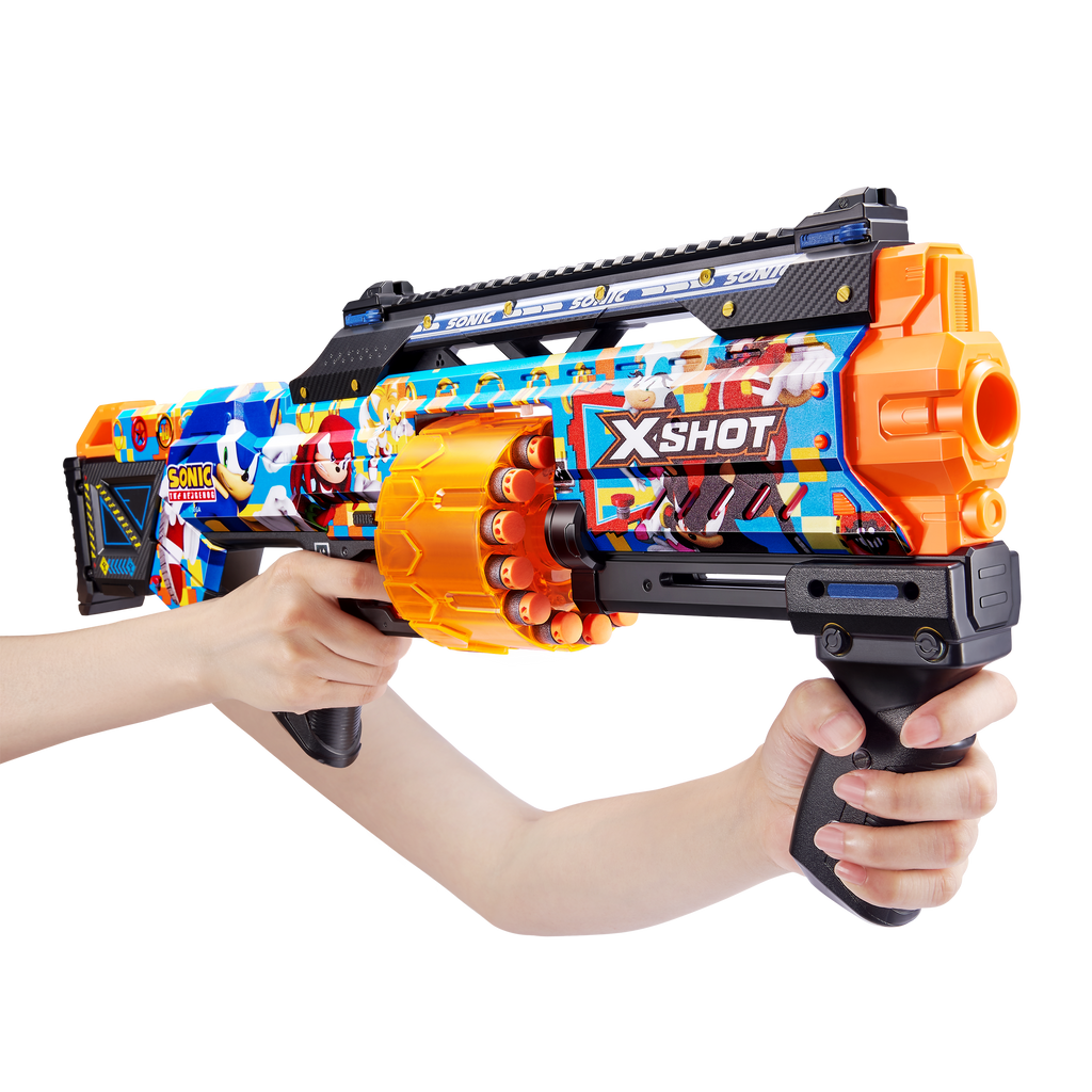 Dark Slate Gray XSHOT SKINS LAST STAND Modern Sonic, Sonic The Hedgehog Blaster (16 Air Pocket Technology Darts) 36704 by ZURU HALSON ENTERPRISE 36704A_X-SHOT-SKINS-LASTSTAND_16Darts_Sonic_Lifestyle_02.png Action Figures and Play Sets