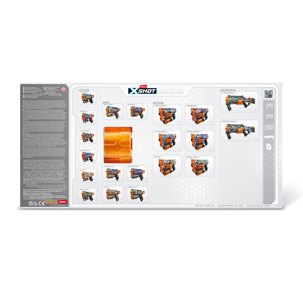 White Smoke XSHOT SKINS LAST STAND Modern Sonic, Sonic The Hedgehog Blaster (16 Air Pocket Technology Darts) 36704 by ZURU HALSON ENTERPRISE 36704A_XSHOT-SKINS-LASTSTAND_16Darts_SonicOpenBox_BackofPack_01.png Action Figures and Play Sets
