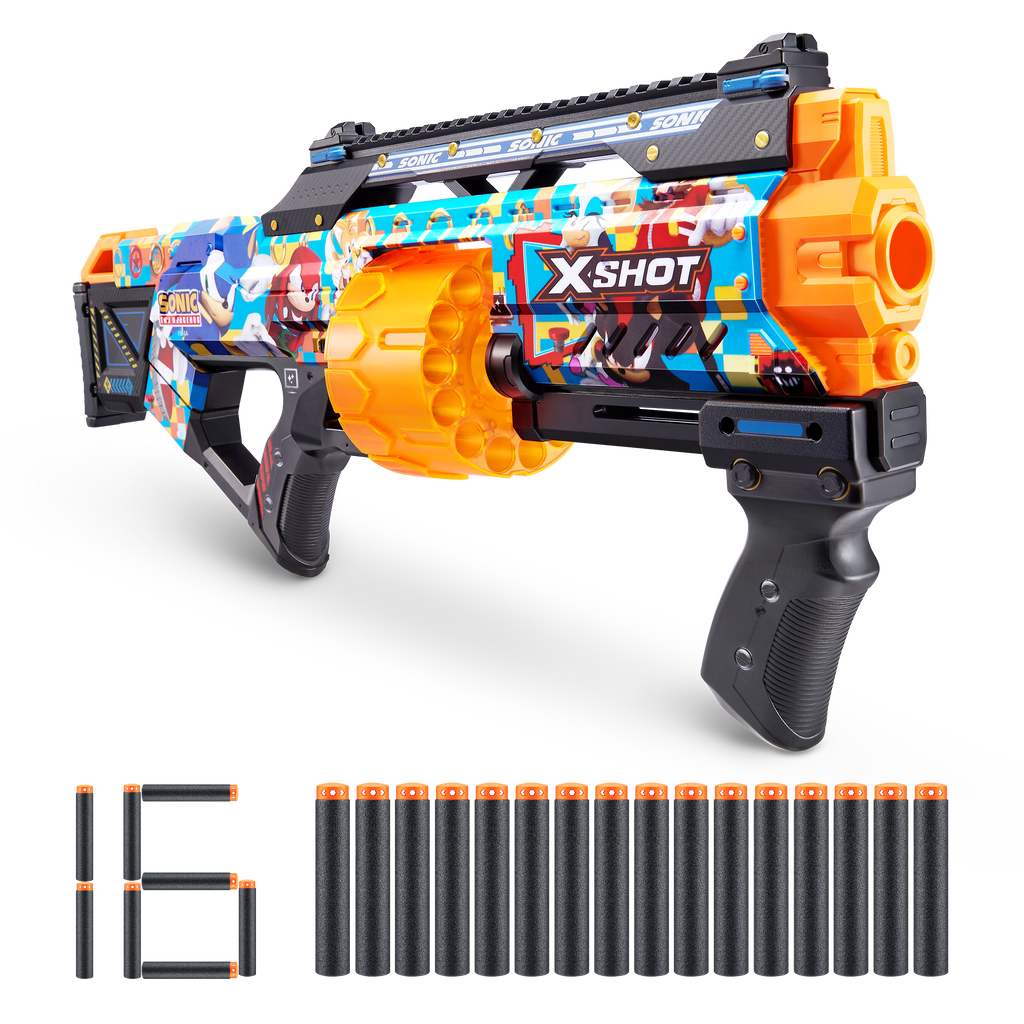 Dark Slate Gray XSHOT SKINS LAST STAND Modern Sonic, Sonic The Hedgehog Blaster (16 Air Pocket Technology Darts) 36704 by ZURU HALSON ENTERPRISE 36704_X-SHOT_SKINS_LASTSTANDModernSonic_EcomHero_01.png Action Figures and Play Sets