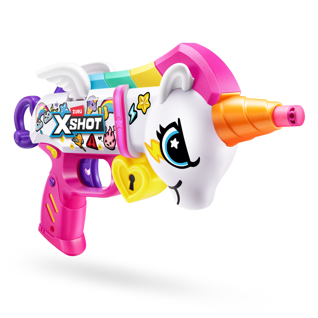 Light Gray XSHOT Blastercorn (16 Darts) 36729 by ZURU HALSON ENTERPRISE 36729_XSHOT_BLASTERCORN-SERIES1-UNICORNBLASTER_OOP_01.png Action Figures and Play Sets