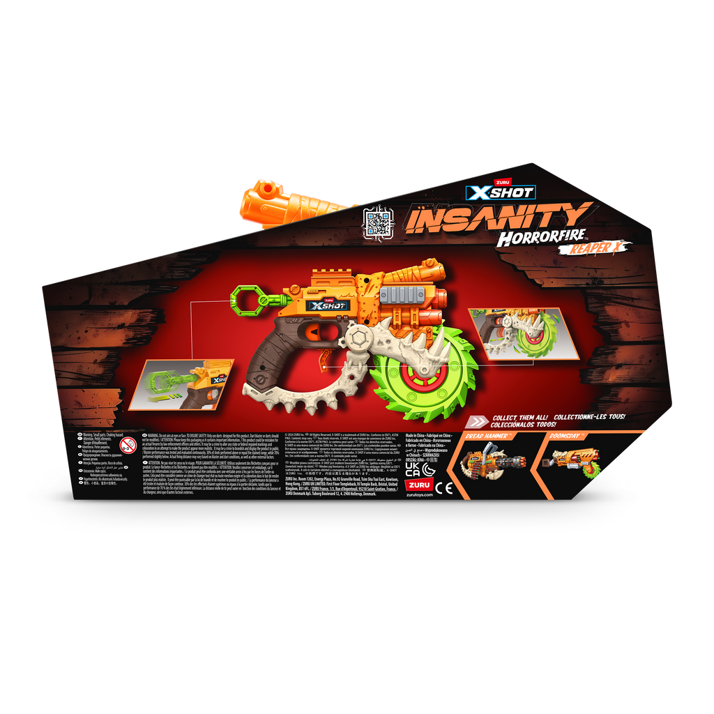 Sandy Brown XSHOT Insanity HorrorFire Reaper X 36730 (8 Darts) by Zuru Toyzoona 36730_X-SHOT-INSANITY-SERIES_1-HORRORFIRE_REAPER-X_8Darts__Back_of_Pack_01.png Action Figures and Play Sets