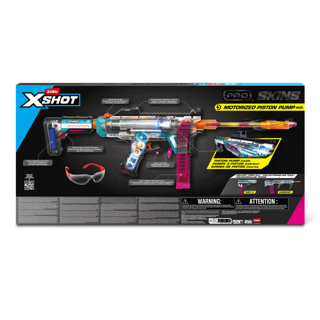 Black XSHOT Pro Motorized Piston Pump AEB 36821 by ZURU HALSON ENTERPRISE 36821_XSHOT_PRO-S1-MOTORIZEDBLASTER_40darts_CB-A18LUPCVERSION_BACKOFPACK.png Action Figures and Play Sets