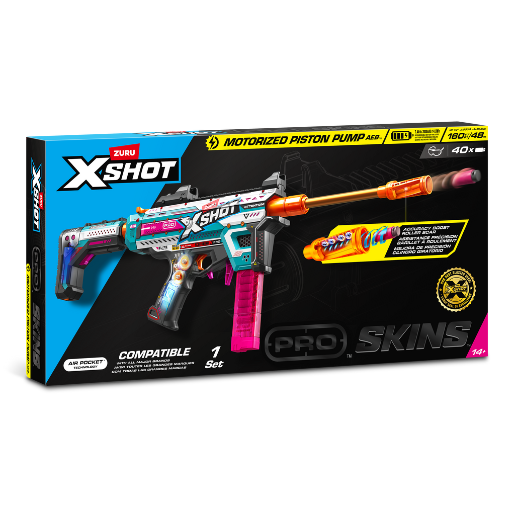 Sandy Brown XSHOT Pro Motorized Piston Pump AEB 36821 by ZURU HALSON ENTERPRISE 36821_XSHOT_PRO-S1-MOTORIZEDBLASTER_40darts_CB-A18LUPCVERSION_SIDEOFPACKB.png Action Figures and Play Sets