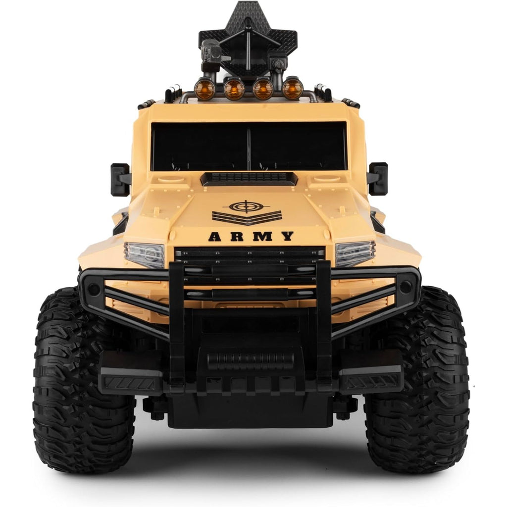 Tan RC Drift Car Big Foot Army RC Truck - 2.4GHz Off-Road Vehicle with Military Accessories - Remote Control car for Kids & Adults - Rechargeable Battery - Scale 1:8 - Yellow HALSON ENTERPRISE 3_73893c3e-ab94-4aab-bd9b-63fe766a6a83.jpg Vehicles and Remote Control Toys