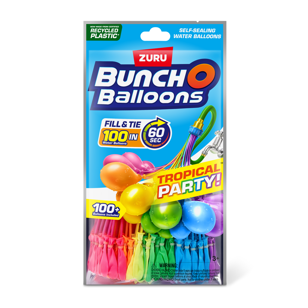 Light Salmon Bunch O Balloons Tropical Party 100+ Rapid-Filling Self-Sealing Water Balloons (3 Pack) 56480 by ZURU HALSON ENTERPRISE 56480_BUNCHOBALLOONS-3PACK-TROPICALPARTY3PKFoilbag_01.png Outdoor and Active Play