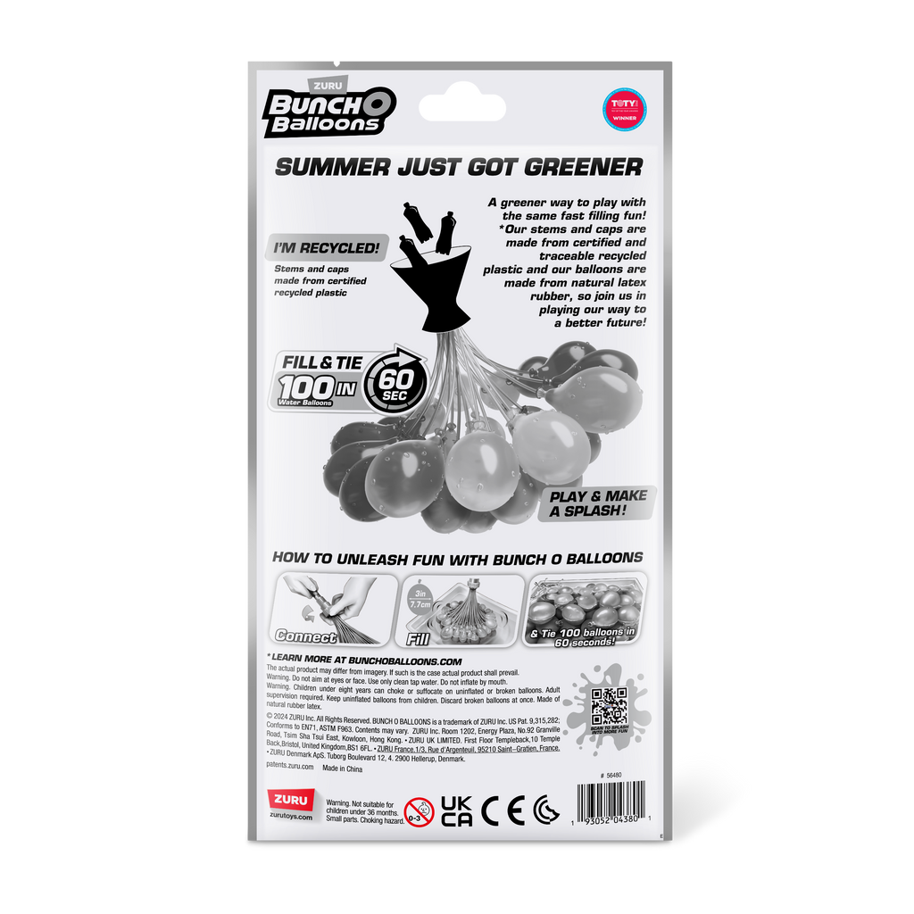 Lavender Bunch O Balloons Tropical Party 100+ Rapid-Filling Self-Sealing Water Balloons (3 Pack) 56480 by ZURU HALSON ENTERPRISE 56480_BUNCHOBALLOONS-3PACK-TROPICALPARTY3PKFoilbag_02.png Outdoor and Active Play