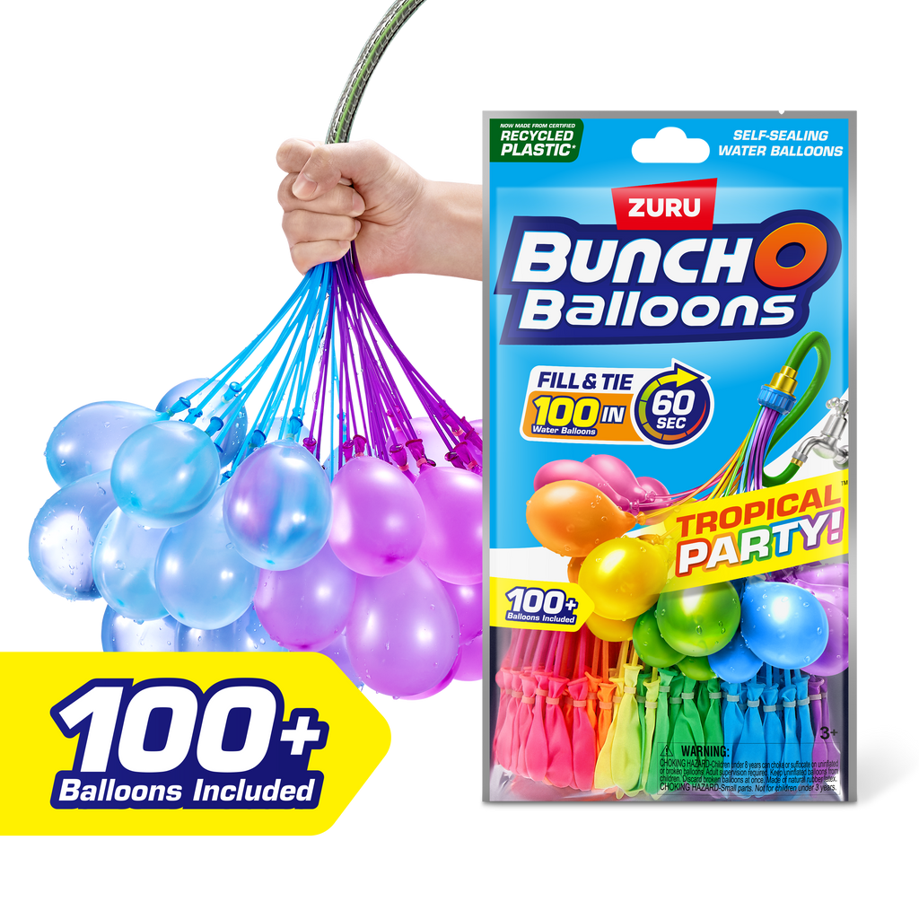 Dark Cyan Bunch O Balloons Tropical Party 100+ Rapid-Filling Self-Sealing Water Balloons (3 Pack) 56480 by ZURU HALSON ENTERPRISE 56480_BunchOBallloon_TropicalParty3pk_ECOMHERO.png Outdoor and Active Play