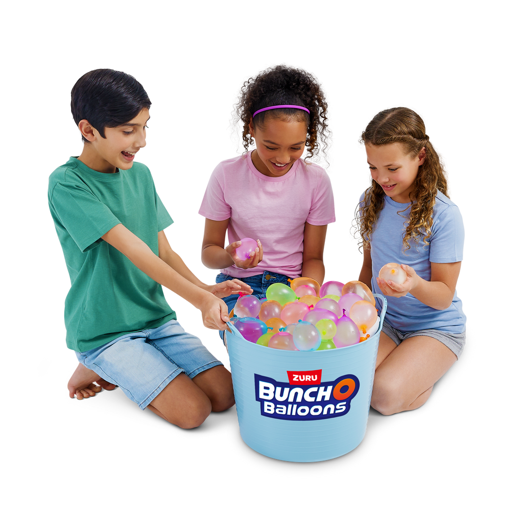 Dark Gray Bunch O Balloons Tropical Party 100+ Rapid-Filling Self-Sealing Water Balloons (3 Pack) 56480 by ZURU HALSON ENTERPRISE 56493_BUNCHOBALLOONS-ACCESSORIES-LAUNCHERSDualLauncherWith4TropicalPartyBunchOBalloons_Lifestyle_01C.png Outdoor and Active Play