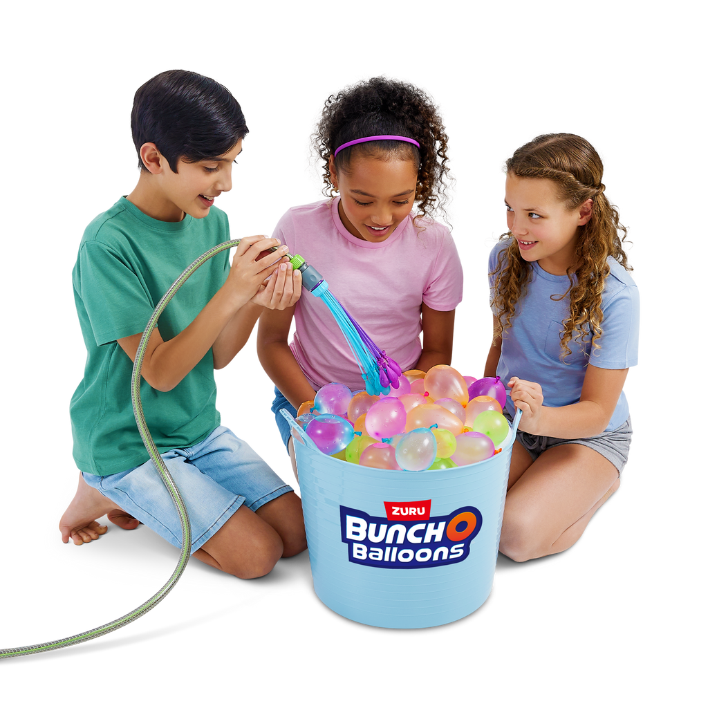 Dark Gray Bunch O Balloons Tropical Party 30+ Rapid-Filling Self-Sealing Water Balloons 56479 (1 Pack) by ZURU Toyzoona 56493_BUNCH_O_BALLOONS-ACCESSORIES-LAUNCHERS_Dual_Launcher_With_4Tropical_Party_Bunch_O_Balloons_Lifestyle_01B.png Outdoor and Active Play