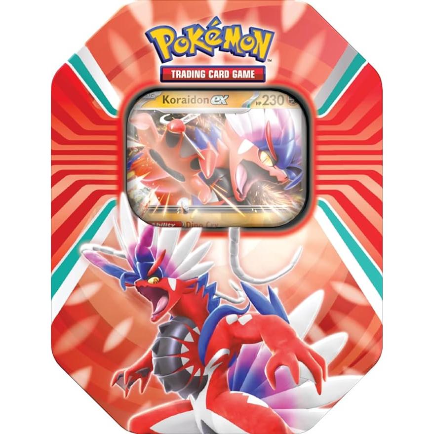 Tan Pokémon TCG: Paldea Legends Tin - Koraidon (1 Foil Card & 4 Booster Packs) Toyzoona 61cJZRlVdgL._AC_SY879.jpg