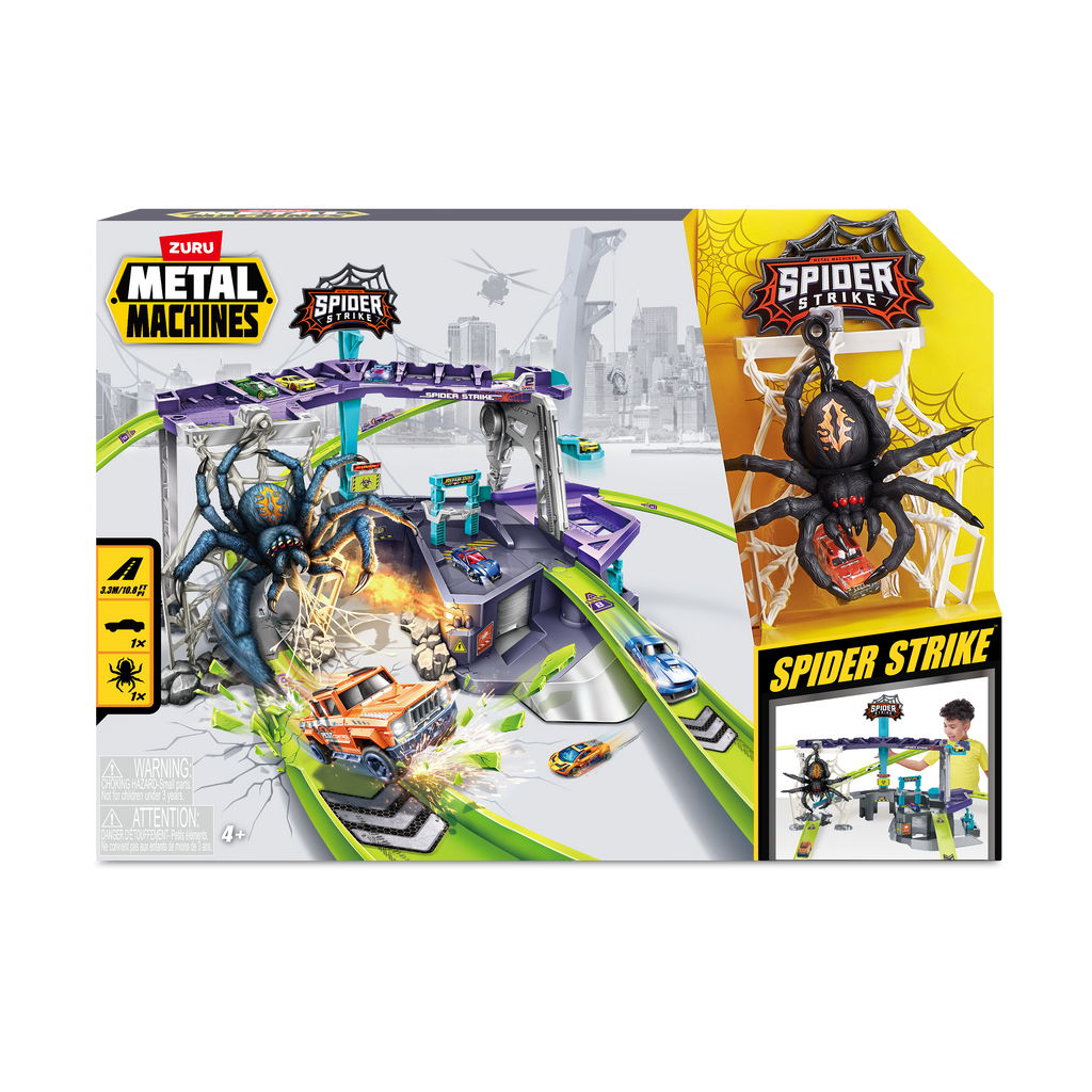 Dark Slate Gray Metal Machines Spider Strike Garage Playset 6725 by Zuru Toyzoona 6725_ZURU_METAL_MACHINES-Playset-Series_1_Spider_Strike_Front_of_pack.png Pretend Play and Play Sets