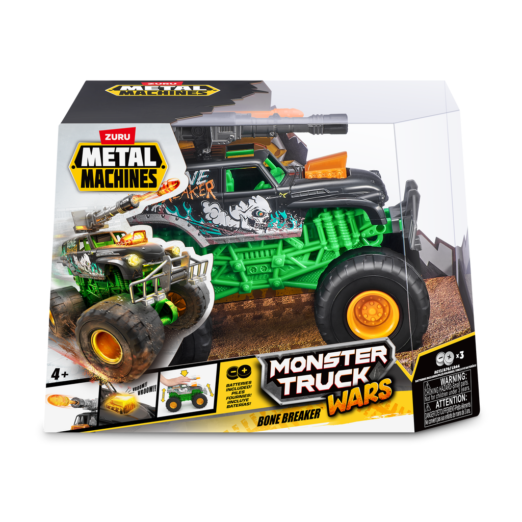 Tan Metal Machines Monster Truck Wars 6792 by ZURU Toyzoona 6792_METAL_MACHINES-MONSTER_WHEELS-SERIES_1-1BONE_BREAKER_Frontal_of_pack.png Vehicles and Remote Control Toys