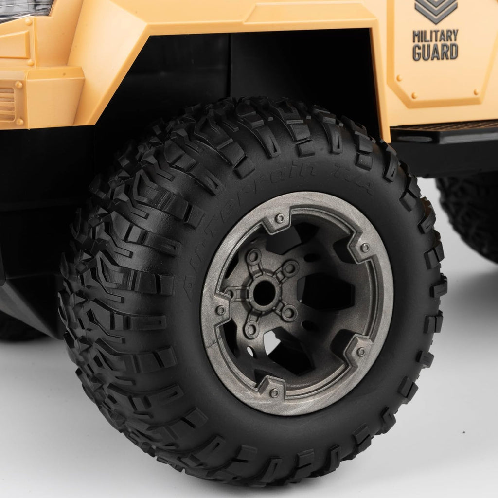 Tan RC Drift Car Big Foot Army RC Truck - 2.4GHz Off-Road Vehicle with Military Accessories - Remote Control car for Kids & Adults - Rechargeable Battery - Scale 1:8 - Yellow HALSON ENTERPRISE 6_1f92a289-234e-4851-b1fd-377a904bdd02.jpg Vehicles and Remote Control Toys