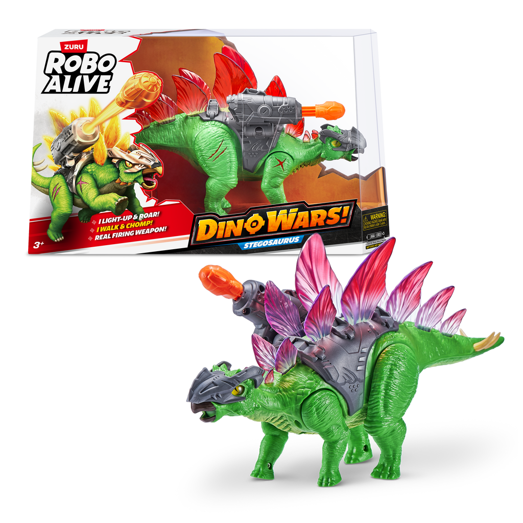 Dim Gray Robo Alive Dino Wars Stegosaurus Toy 7131 by ZURU Toyzoona 7131_ZURU_ROBO_ALIVE-DINO_WARS-SERIES_1_Stegasaurus_Hero.png Action Toys